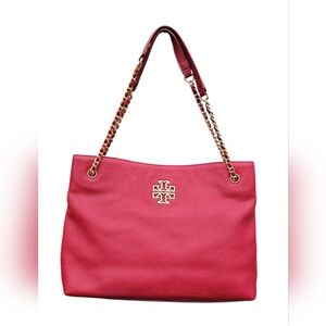 Tory Burch Red Leather Tote Bag